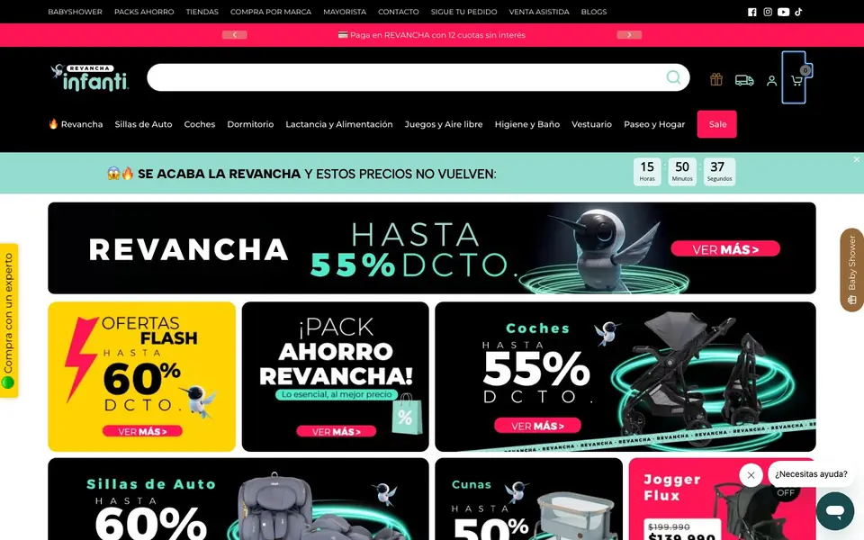 Inicio de la tienda Infanti en escritorio