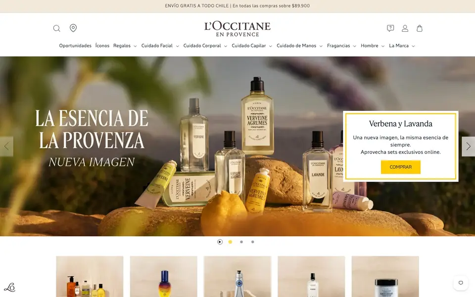 Inicio de la tienda L'Occitane en escritorio